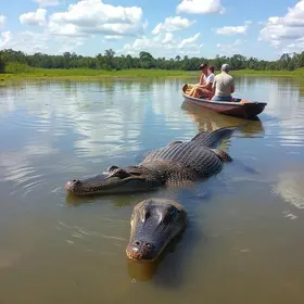 jacaré em lagoa Botucatu